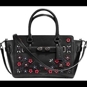 Coach Floral Applique Blake Bag, Black and Red